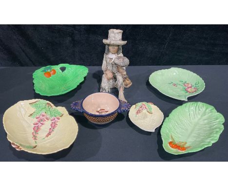 Four pieces of Carltonware; a leaf dish; a Quimper bowl; a Val Newman figure 