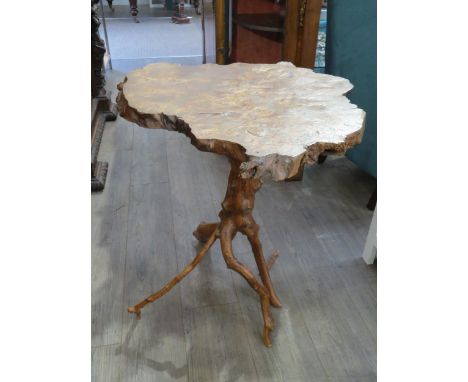 A tree root lamp table, 72cm tall