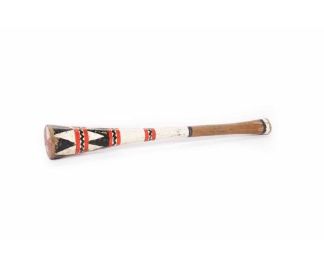 EARLY 20TH CENTURY KENYAN THROWING STICK
the club shaped wooden stick painted with abstract designs in black, red and white, 