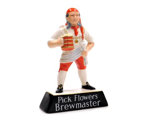 A Carltonware Pick Flowers Brew Master pub figure, modelled standing holding a jug of frothing ale, on a titled base, printed