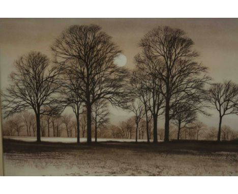 Kathleen Caddick (b.1937), etching of winter trees, monogrammed. H.49 W.57cm. 