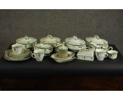 A Royal Doulton Countess pattern part dinner and tea service, including a number of tureens, a cheese cover and other items. 