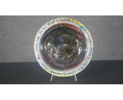 STOT21stCplanB (Harry Adams), 20th Century, Sitting in a Puddle Bowl, glazed ceramic bowl. Stamped to base. H.9 Diam.31cm 