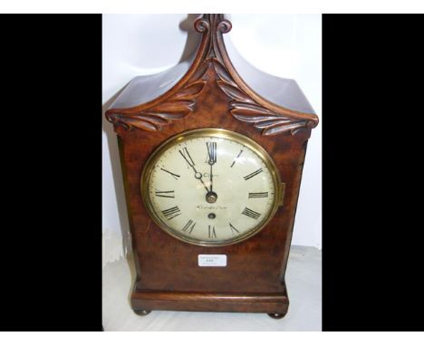 A Regency mahogany bracket clock by Joshua Clare of Kimbolton, having single fusee movement  - 44cm high 
