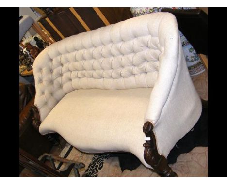 A 19th century rosewood framed settee with button back and serpentine front (newly upholstered)  CONDITION REPORT 192cm wide9