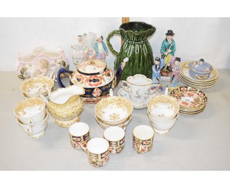 Mixed Lot: Various tea wares, cherub planter, figures etc