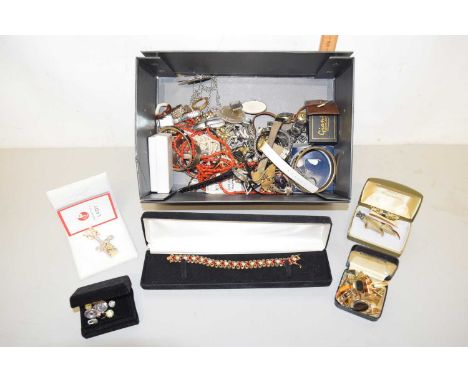 Box of various assorted wristwatches, costume jewellery, cufflinks etc