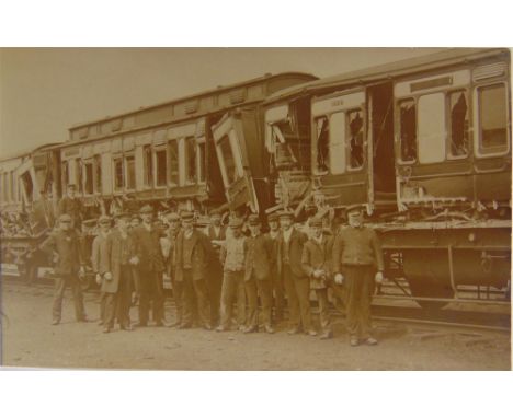 POSTCARDS - TAUNTON, SOMERSET  Nine cards, comprising real photographic views of the rail crash at Taunton, 1907; G.W.R. No.3