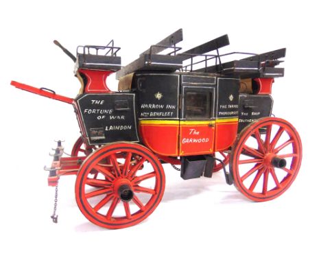 AN APPROXIMATELY 1/15 SCALE SCRATCH-BUILT MODEL OF 'THE GARWOOD' LONDON TO SOUTHEND STAGE-COACH   of principally wood constru