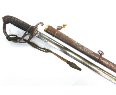 A NORTH SOMERSET YEOMANRY 1821 PATTERN OFFICER'S SWORD  the 35 inch (89cm) fullered blade etched with crowned VR device, a 'N