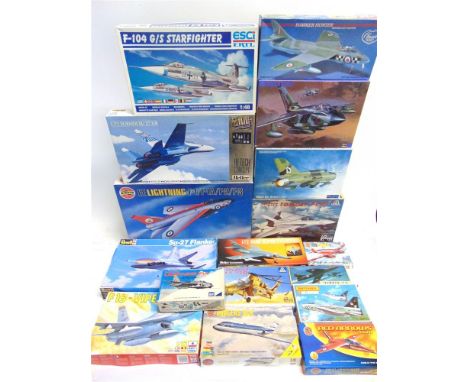 SEVENTEEN ASSORTED UNMADE MODEL AIRCRAFT KITS in 1/72 (13), 1/48 (3), and 1/144 (1) scales, each boxed; together with a small