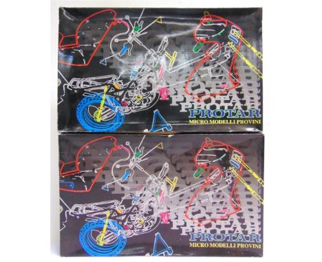 TWO 1/9 SCALE PROTAR MICRO MODELLI PROVINI UNMADE MODEL MOTORCYCLE KITS comprising a No.11109, Norton Manx 500cc; and No.1213