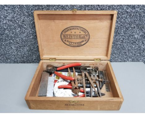 A good weinthal &amp; co cigar box with various callipers measuring tools etc