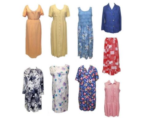 Ladies Vintage Clothing: 4 Dresses, Quanta blue floral smock, Unnamed white floral shift dress, Country Miss red/white gingha