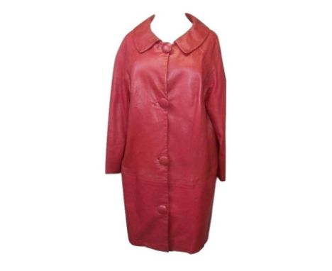 Ladies Alexon Size Right Vintage Red Leather Coat, approx. size 14 