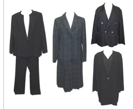 Ladies Fougstedts Tebewe Tartan Wool Skirt Suit, approx. size 16, Alexon Black Jacket size 16, Jacques Vert Black Jacket with