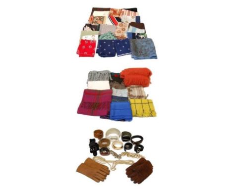 Ladies Vintage &amp; Other Scarves &amp; Belts &amp; 2 Pairs Sheepskin Leather Gloves 