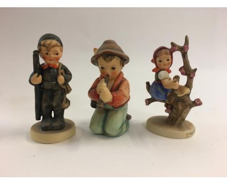 Hummel Figurines: Chimney Sweep, 'Little Tooter' &amp; 'Apple Tree Girl' (3) 