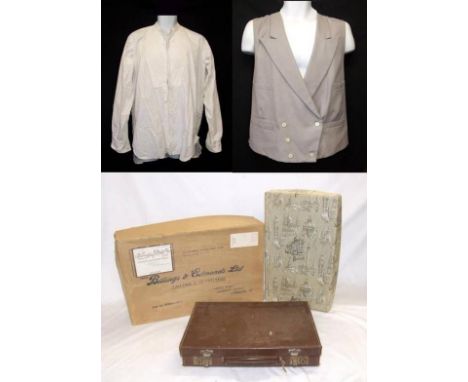 Mens Vintage Harrods White Dress Shirt in Harrods box, Pakeman Catto &amp; Carter Grey Waistcoat, Billings &amp; Edmonds Ltd.