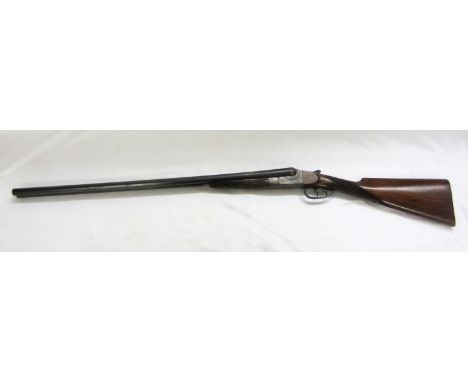 Side By Side Shotgun with decorated walnut stock, engraved steel work, twin barrels fully proof marked &amp; gun case with cl