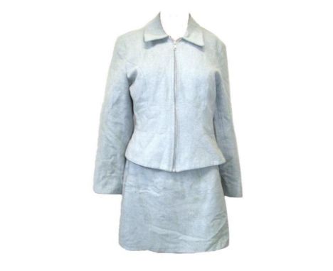 Ladies Look Fashion Grey Wool Mix Skirt Suit size 12 skirt &amp; size 10 jacket, New Look Black Frilly Blouse, Morgan De Toi 