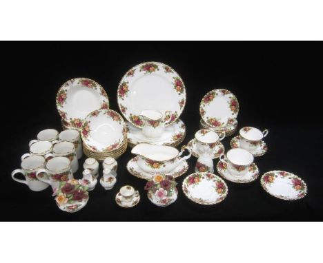 Royal Albert Old Country Roses Dinner Wares: 10 1/2" dinner plates x 6, 6 soup plates, 6 dessert bowls, 6 tea plates, 5 sauce