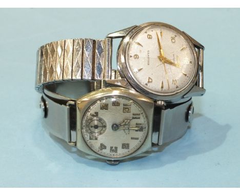 Tissot, a 1950's gents Seastar Automatic wrist watch with steel case and a steel-cased 1930's Warwick Knockabout wrist watch,