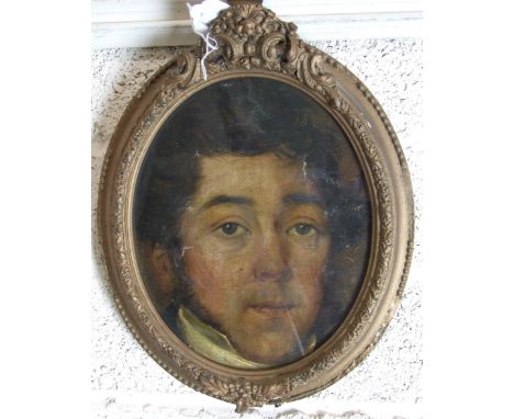 19th Century English School PORTRAIT OF A GENTLEMAN WEARING A WHITE STOCK AND BLACK COAT Oil on canvas, 102 x 76cm, also PORT