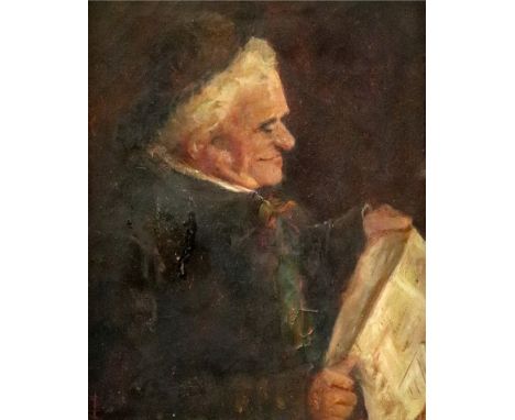 European School, 19th Century, Portrait of a monk reading, indistinctly monogrammed, 'T B' (lower left), oil on canvas, 25.5 