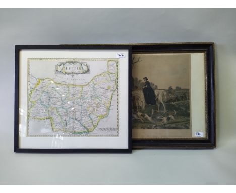 Ten assorted 19th Century framed prints of mainly Gorleston and Gt Yarmouth, two framed maps of Suffolk plus a 19th Century f
