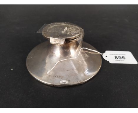 A silver capstan inkwell (as found)