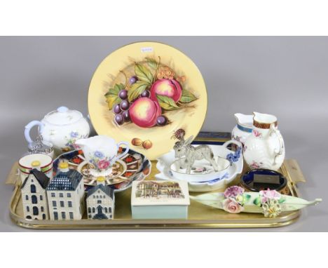 A tray lot of collectable china to include Royal Crown Derby, Shelley and Goebel examples.