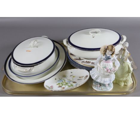 A tray lot of various ceramics to include Royal Doulton and Aynsley examples along with a Royal Worcester figure 'Fragrance' 