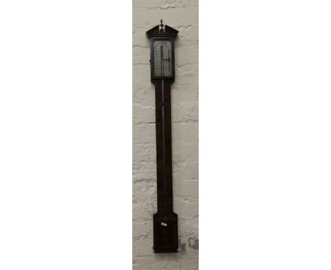 A figured mahogany 19th century stick barometer by J Kirton, Rotherham.