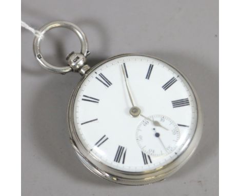 A George V silver cased pocket watch with enamel face and subsidiary dial assayed Chester 1924.