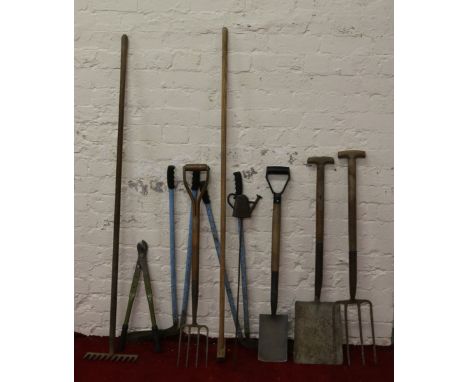 A collection of assorted garden tools.