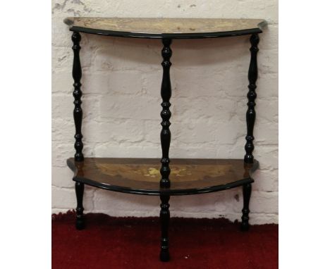 An inlaid Italian two tier side table.