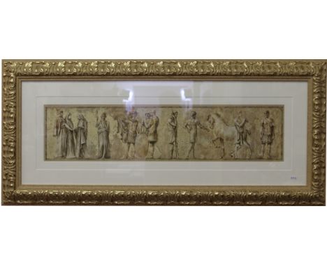 A large gilt framed print entitled 'Via Roma I'.