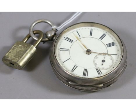 A Victorian silver cased pocket watch with enamel face and subsidiary dial assayed Birmingham 1893.