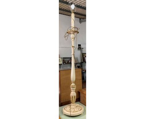 Cream &amp; gilt painted standard lamp 