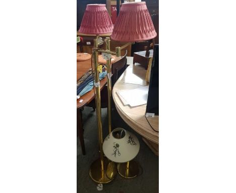 2 brass standard lamps &amp; 1 brass table lamp