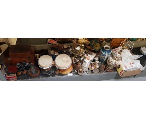 Collectables including trinket box, light fittings, ceramic vases etc