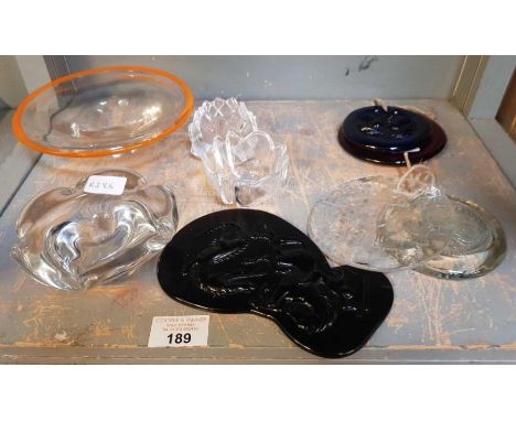 Collection of art glass including sun catchers &amp; old Daum signed glass bowl