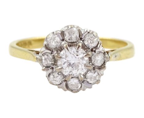 18ct gold old cut diamond cluster ring, London 1965, total diamond weight approx 0.40 caratCondition Report:Approx 2.75gm, si