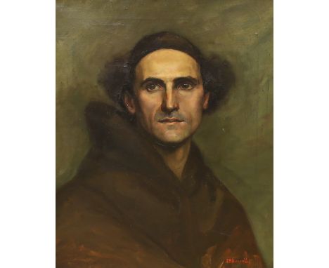 E.B. Burrell, oil on canvas, Portrait of a monk, 56 x 45cm, housed in ornate gilt frame
