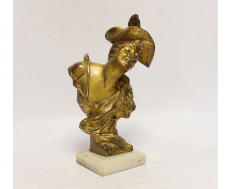 An Art Nouveau ormolu portrait bust, 21cm