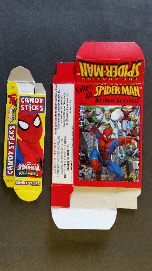 Thornycroft Sweet Cigarette Packets Inc Marvel Heroes Spiderman Scooby Doo Avengers Etc D