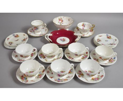 A Collection of Various Coalport Teawares to Comprise Cups, Saucers, Side Plates, Cabinet Cups and Saucers, Two Handled Plate