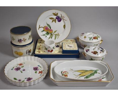 A Collection of Various Royal Worcester Oven to Table Dinnerwares to comprise Evesham Lidded Tureen, Bowls, Dishes, Placemats