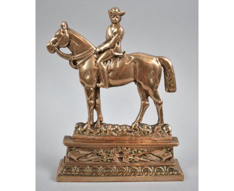 A 19th Century Boer War Gun Metal Door Stop in the Form of Baden Powell Mounted on Horse, 25cm high